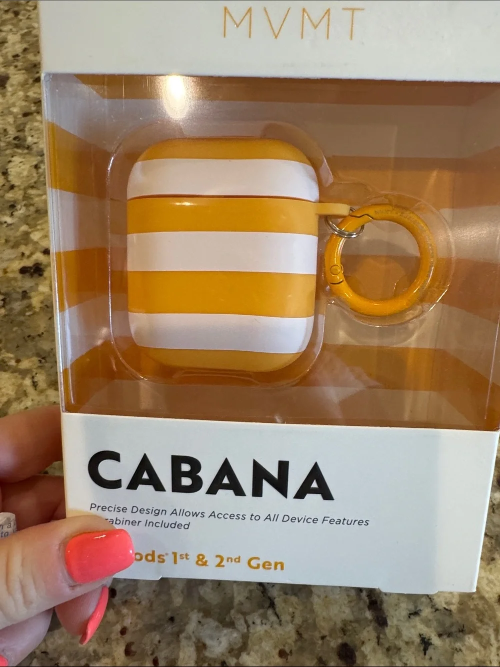 Cabana Yellow & White Stripe AirPods Case with Ring NWT